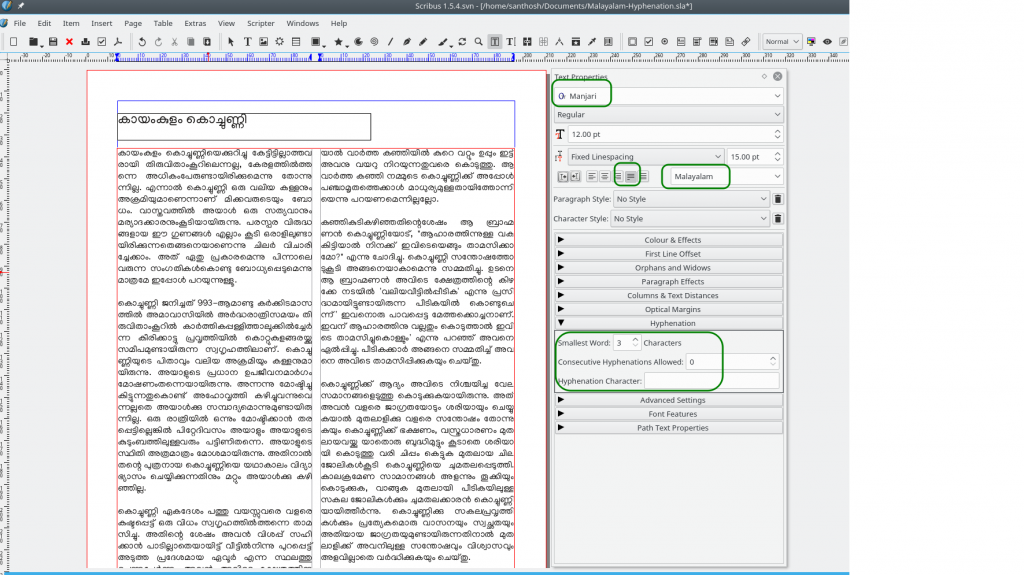 scribus paragraph styles