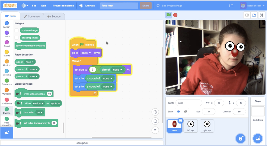 Machine learning for kids training interface